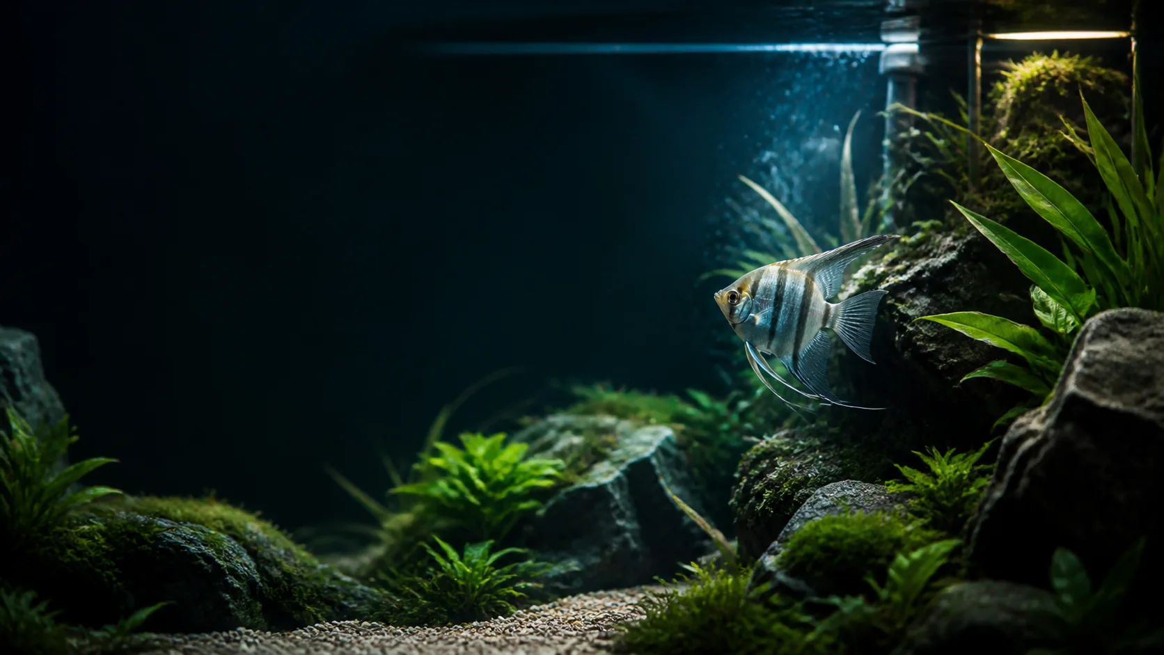 Aquário contemporâneo representando ofertas selecionadas para aquaristas